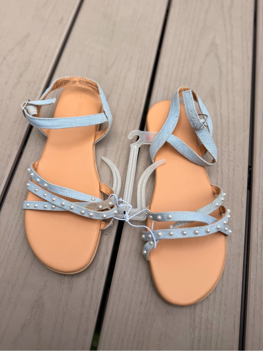 Cat & Jack Light Blue Pearl-Strap Women’s Sandals